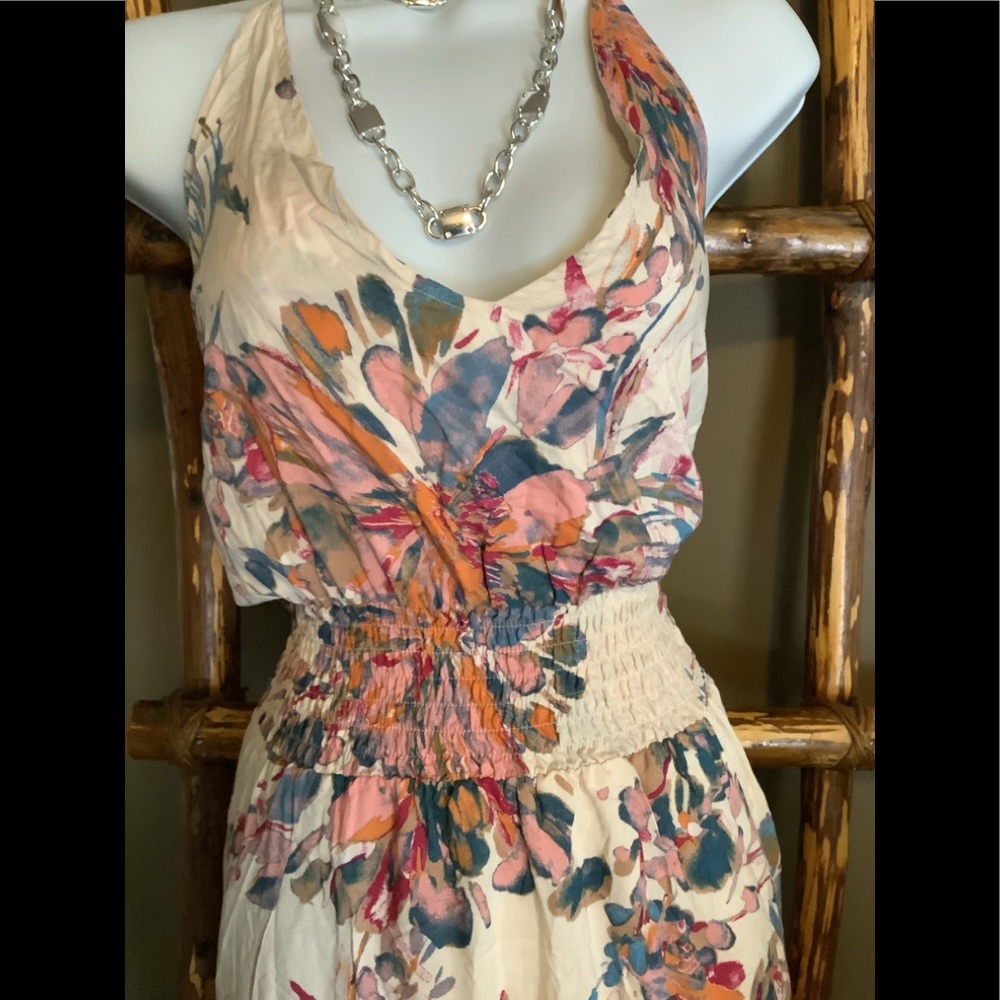 129 Floral cream color dress